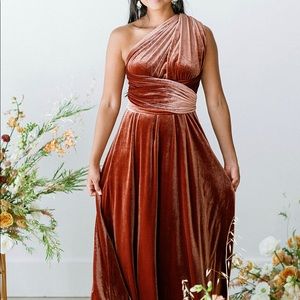 Revelry Micah Convertible Velvet Dress in Terracotta
